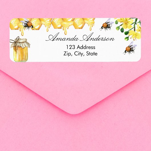 Étiquette Bumble abeilles miel fleurie adresse de retour