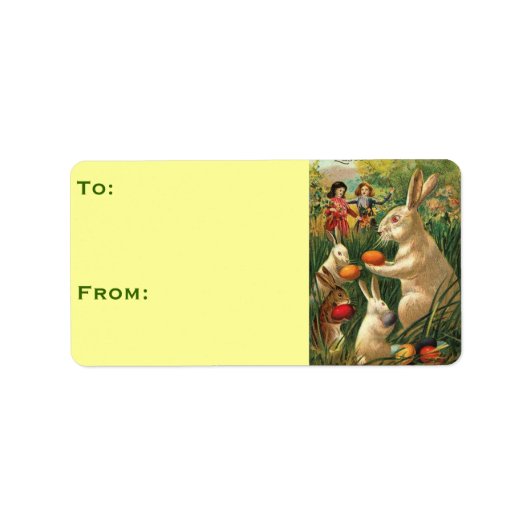 Étiquette Bunnies de Pâques avec Oeufs (Devant)