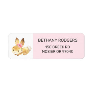Étiquette Bunny Baby Girl Shower Enveloppe Retourner Adresse