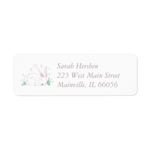 Étiquette Bunny Baby shower Spring Rose Girl (Devant)