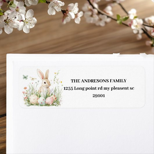 Étiquette Bunny du printemps et Pâques florales