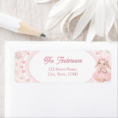 Étiquette Bunny Rabbit Girl Baby Shower Return Address Label (En situation)