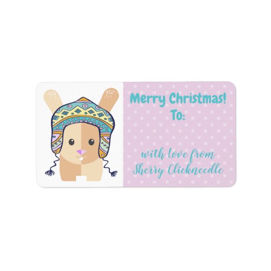 Étiquette Bunny tricot crochet hiver casquette Noël (Devant)