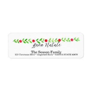 Étiquette Buon Natale, watercolor Christmas banner
