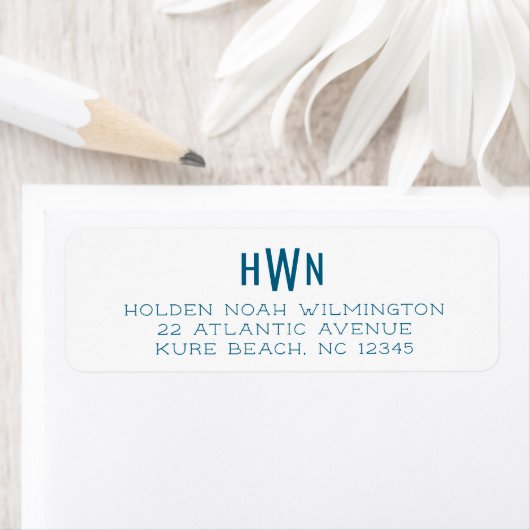 Étiquette Bureau professionnel Navy Blue à monogramme pour h (En situation)