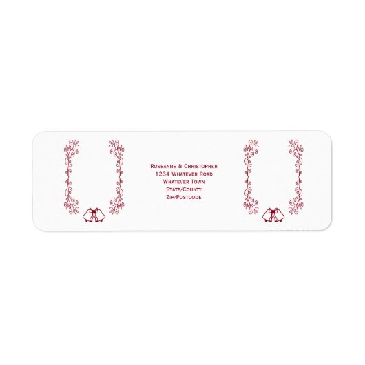 Étiquette Burgundy Bells Sollwork Mariage Adresse de retour (Devant)