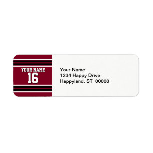 Étiquette Burgundy Black Wht Team Jersey Numéro personnalisé