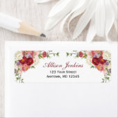 Étiquette Burgundy Blush Floral Peony Adresse de retour pers (En situation)