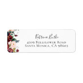 Étiquette Burgundy Blush Navy Floral Adresse de retour (Devant)