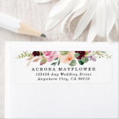 Étiquette Burgundy Blush Peach Gold Mariage Adresse (En situation)