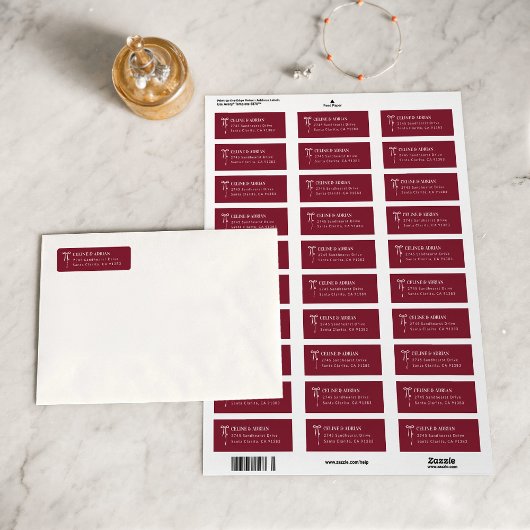Étiquette Burgundy Bow Return Address Label
