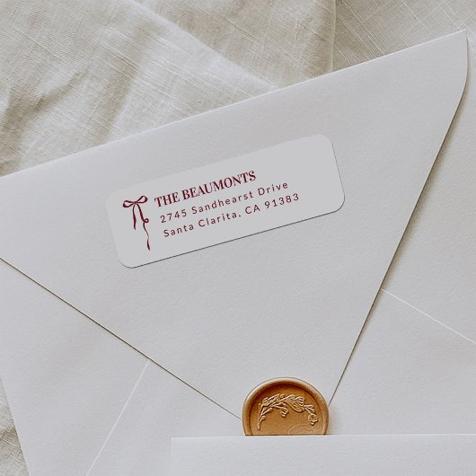 Étiquette Burgundy Bow Return Address Label