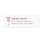 Étiquette Burgundy Bow Return Address Label (Devant)