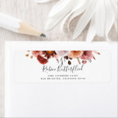 Étiquette Burgundy et Blush Intricule Floral Adresse de reto (En situation)