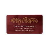 Étiquette Burgundy et Faux Foil Noël Adresse de retour (Devant)