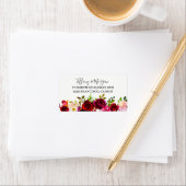 Étiquette Burgundy Floral Mariage Adresse de retour (En situation)