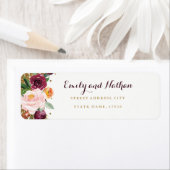 Étiquette Burgundy Gold Floral Parties scintillant Adresse d (En situation)