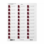 Étiquette Burgundy Gold Floral Script Wedding Return Address (Feuille entière)