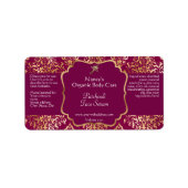 Étiquette Burgundy & gold foil damask dropper bottle label (Devant)
