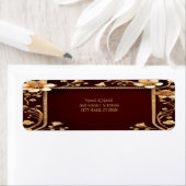 Étiquette Burgundy Golden Flowers Retourner l'adresse (En situation)