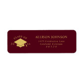 Étiquette Burgundy Graduation Cap Return Address (Devant)