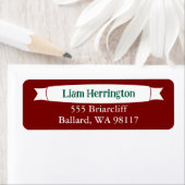 Étiquette Burgundy & Green Address Label with Banner (En situation)