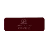 Étiquette Burgundy & Ivory botanical crest monogram wedding (Devant)