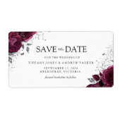 Étiquette Burgundy Maroon Floral Adresse de retour Label (Devant)