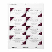 Étiquette Burgundy Maroon Floral Adresse de retour Label (Feuille entière)