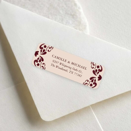 Étiquette Burgundy Mexican Wedding Return Address Label
