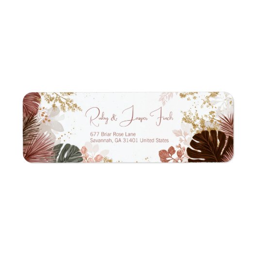 Étiquette Burgundy Monstera Gold Stardust Botanical (Devant)