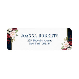 Étiquette Burgundy Navy Blush Floral Mariage géométrique Éti