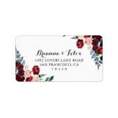 Étiquette Burgundy Pink Navy Floral Wedding Adresse RSVP (Devant)