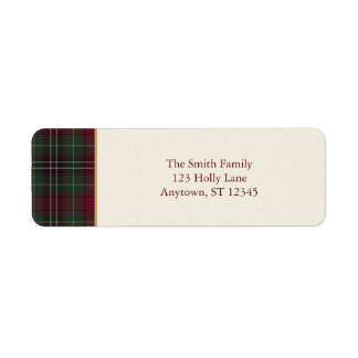 Étiquette Burgundy Plaid Christmas Return Address Labels