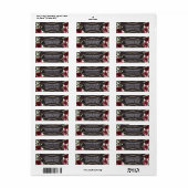 Étiquette Burgundy Red Black and Gold Floral Elegance Adress (Feuille entière)