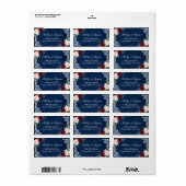 Étiquette Burgundy Red Blush Floral White Lace Navy Blue (Feuille entière)