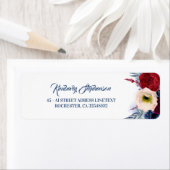 Étiquette Burgundy Rouge et bleu marine Floral (En situation)