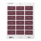Étiquette Burgundy Script Family Return Address Label (Feuille entière)