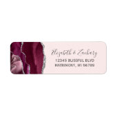 Étiquette Burgundy Silver Blush Pink Wedding Return Address (Devant)
