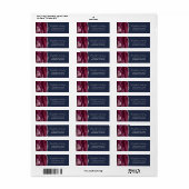 Étiquette Burgundy Silver Navy Blue Mariage Adresse de retou (Feuille entière)