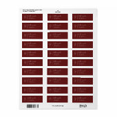 Étiquette Burgundy Simple Monogram Adresse de retour (Feuille entière)
