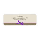 Étiquette Burlap avec Bow en violet (Devant)