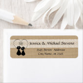 Étiquette Burlap rustique drôles chats en amour mariage (En situation)