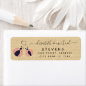 Étiquette Burlap rustique romantique ladybugs en amour maria (En situation)