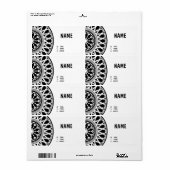 Étiquette business card with black white ornaments (Feuille entière)
