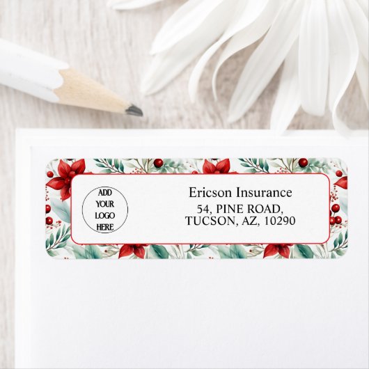 Étiquette Business Logo Christmas Greenery Return Address (En situation)