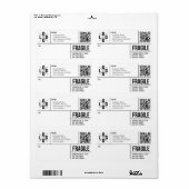 Étiquette Business Shipping Logo QR Code Fragile Warning (Feuille entière)