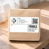 Étiquette Business Shipping Logo QR Code Fragile Warning