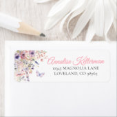 Étiquette Butterfly Wildflower Return Address Label (En situation)
