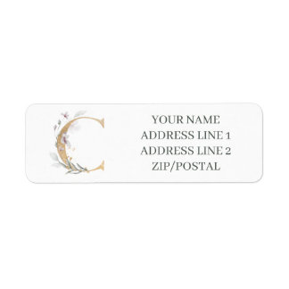 Étiquette C Monogramme Floral Personnalisé